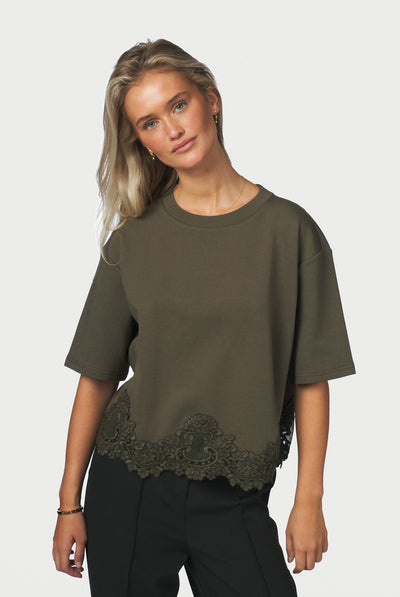 Iria Lace Tee ARMY - 170063 Thumbnail