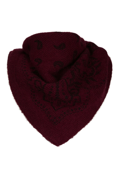 Adelina Paisley Stickad Halsduk Vinröd - 169506 Thumbnail