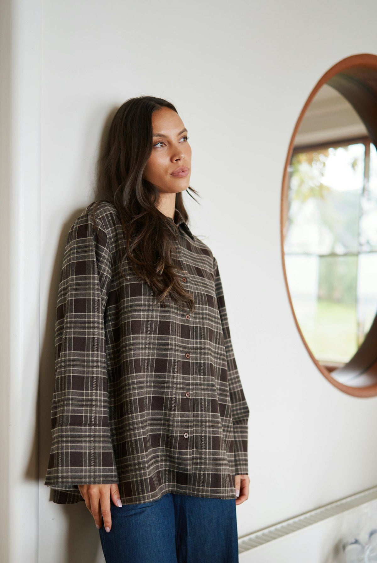 Dita Flannel Check Shirt Brown - 171676