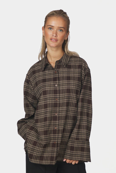 Dita Flannel Check Shirt Brown - 171676 Thumbnail