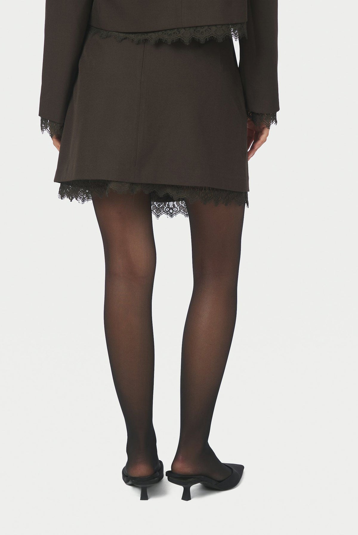 Brigitte Structure Lace Skirt Mörkbrun - 169852
