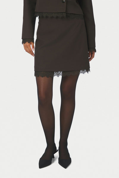 Brigitte Structure Lace Skirt Mörkbrun - 169852 Thumbnail