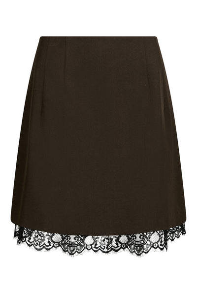 Brigitte Structure Lace Skirt Mörkbrun - 169852 Thumbnail