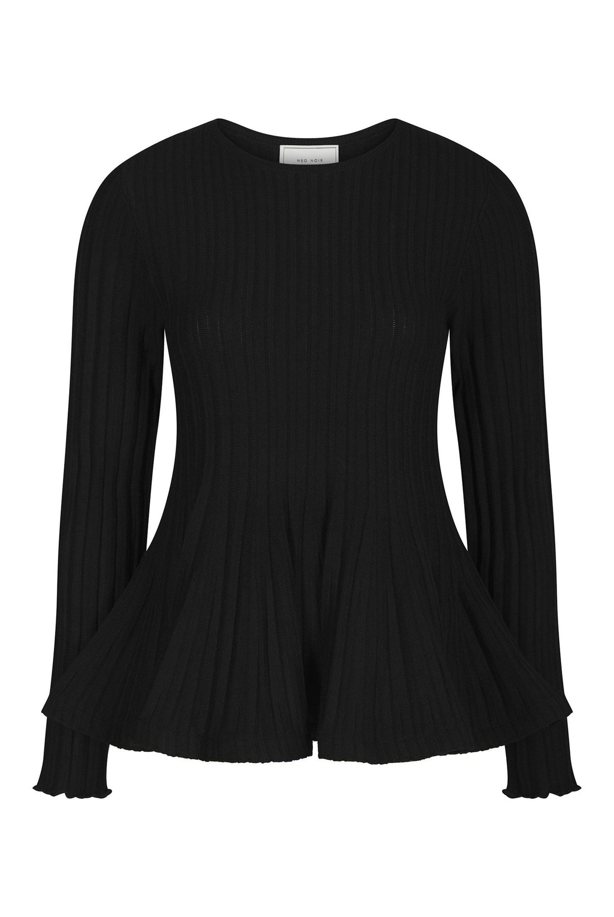 Wallina Peplum Stickad Blus Svart - 170589