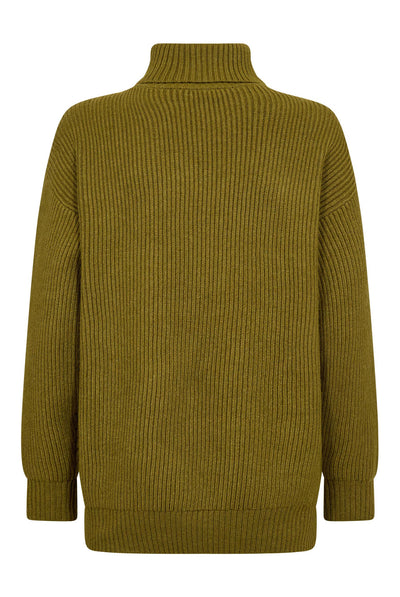 RowCC Rib Padded Roll-Neck Kni 60007-Fern Green - 500125 Thumbnail