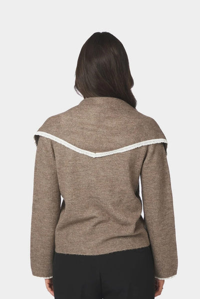 Eliska Scarf Knit Blouse Brown Melange - 170082 Thumbnail
