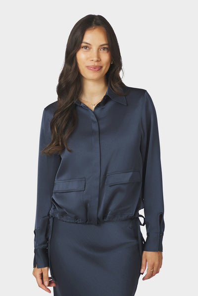 Manille Heavy Sateen Shirt MIDNIGHT BLUE - 169616 Thumbnail