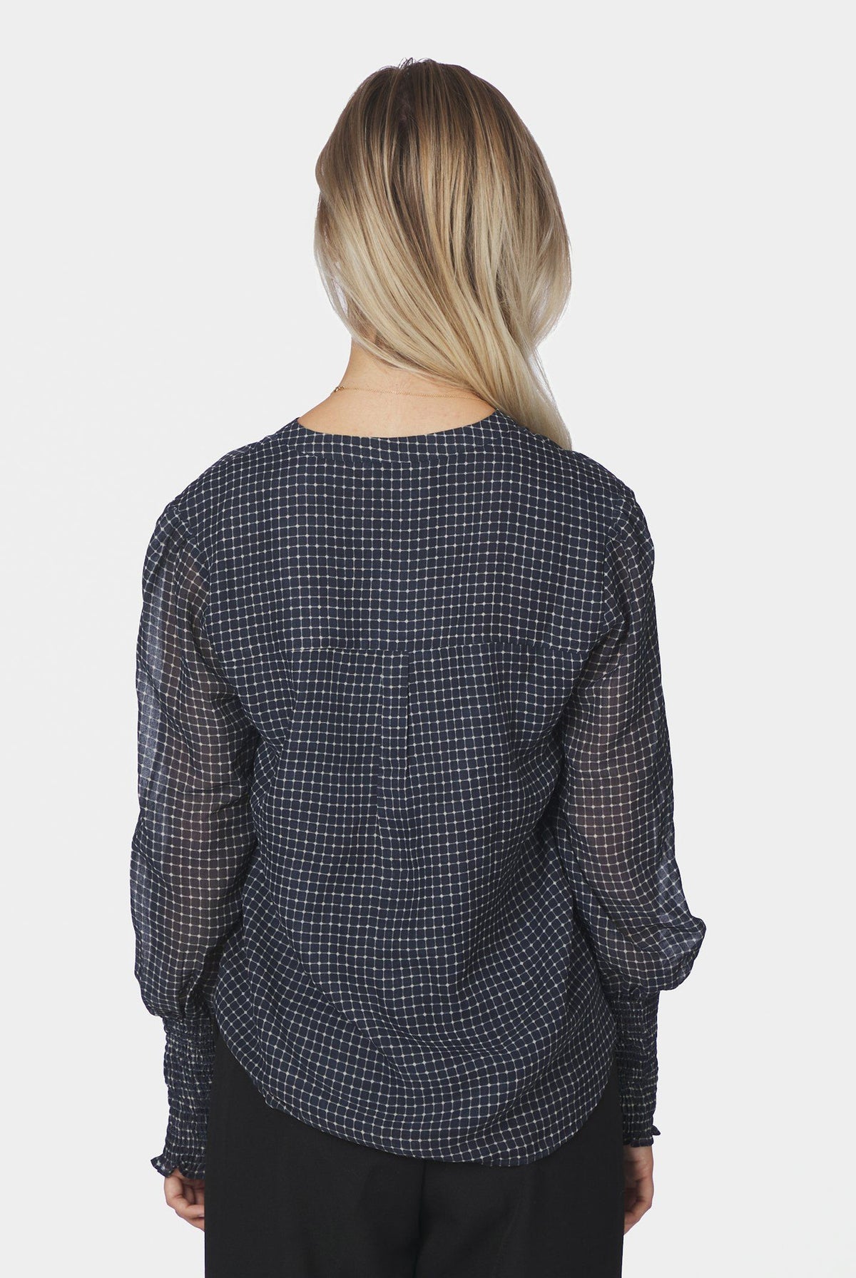 Landa Simple Check Blouse Navy - 171000