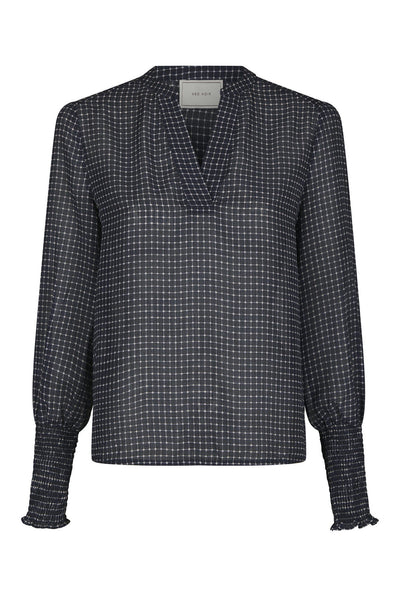 Landa Simple Check Blouse Navy - 171000 Thumbnail