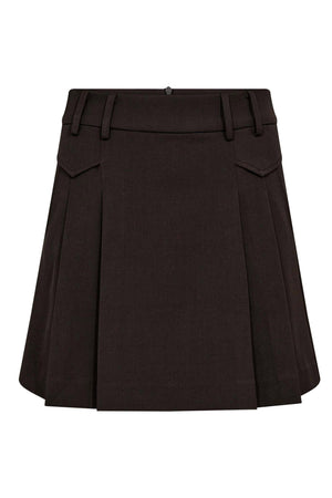 LunaCC Pocket Pleat Mini Skirt 145-Mörkbrun