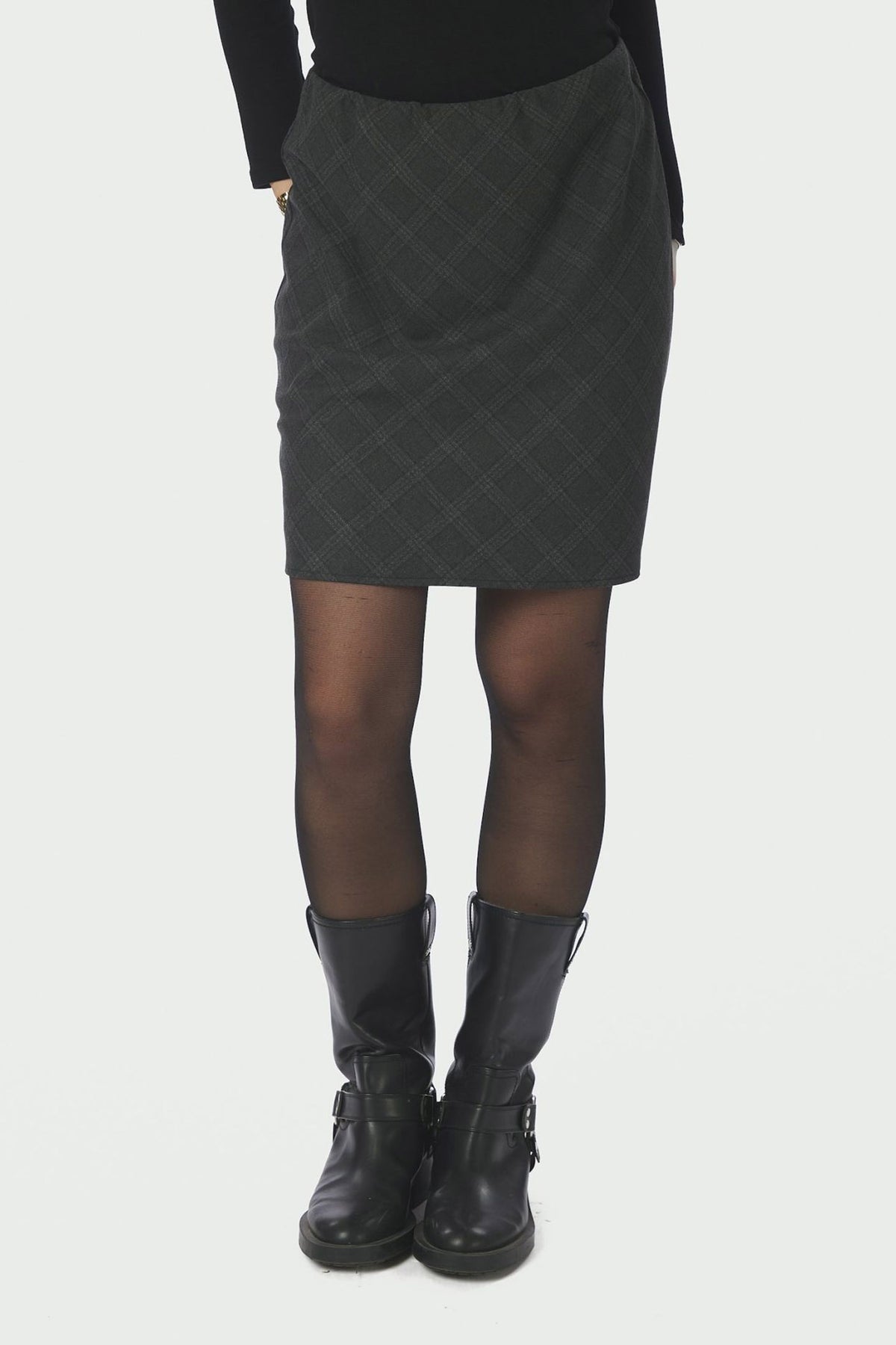 Lunna Check Short Skirt Antracit - 168223