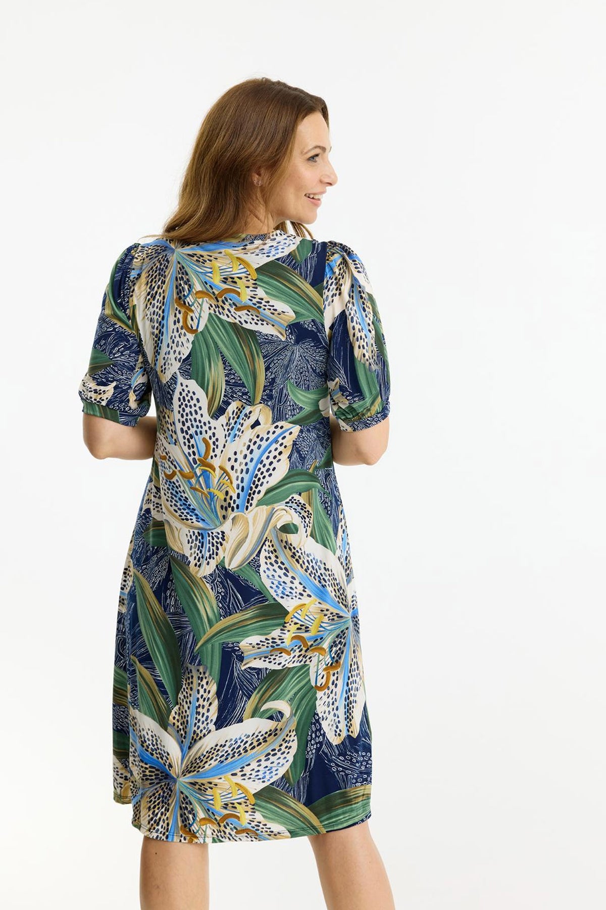 Luzia klänning 1/2 ärm Multi grön - 17004