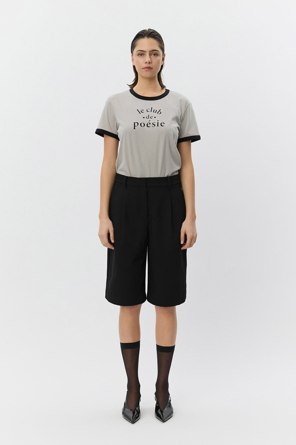 MAGGIESW CONTRAST TRIM T-SHIRT 8021 Mörkgrå - S261435