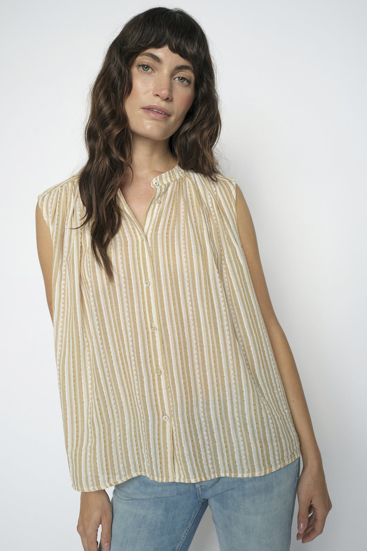 MMAmelia Stripe SL Blouse Sesame - 180130