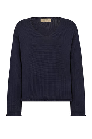 MMBine LS V-neck Knit Maritime Blue - 168060