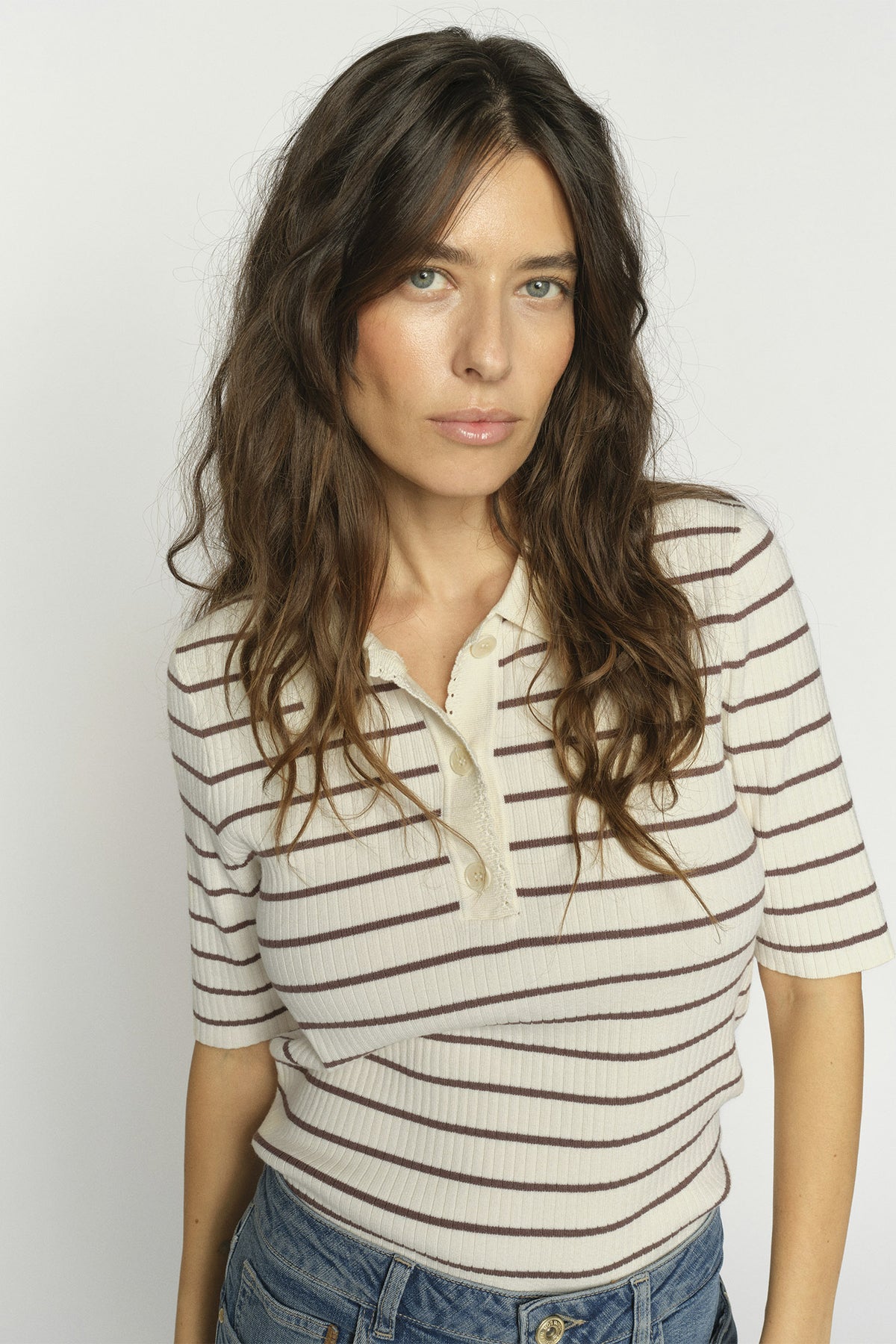 MMCaliz Stripe SS Knit Coffee Quartz - 176710