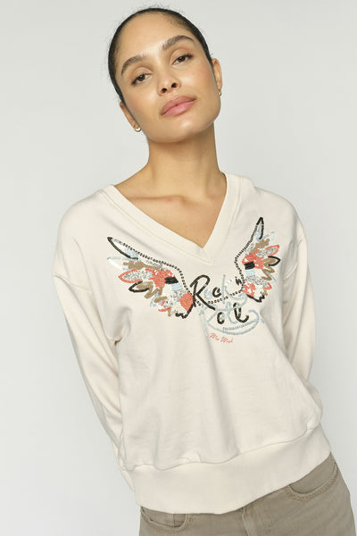 MMCosette V-LS Spring Sweatshirt ECRU - 178020 Thumbnail