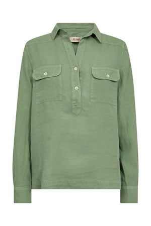 MMEnna Linneskjorta med ficka Turf Green - 168430