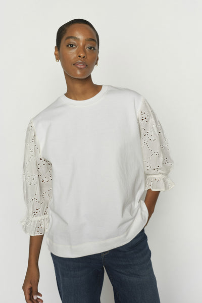 MMJaya 3/4 O-neck Sweatshirt Vit - 176850 Thumbnail