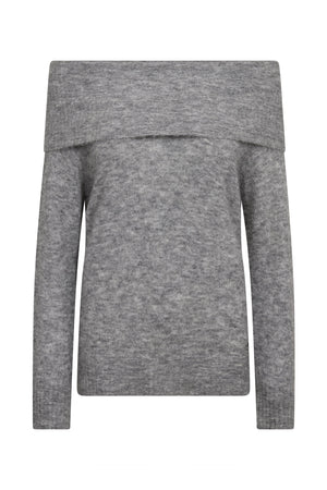 MMMape Off Shoulder Stickad Gråmelerad - 182180
