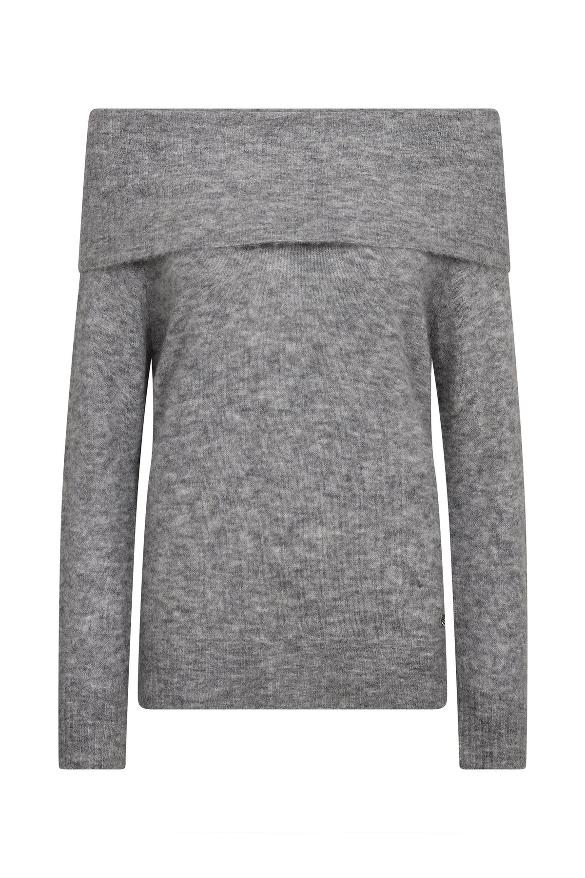 MMMape Off Shoulder Stickad Gråmelerad - 182180