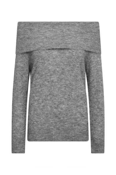MMMape Off Shoulder Stickad Gråmelerad - 182180 Thumbnail
