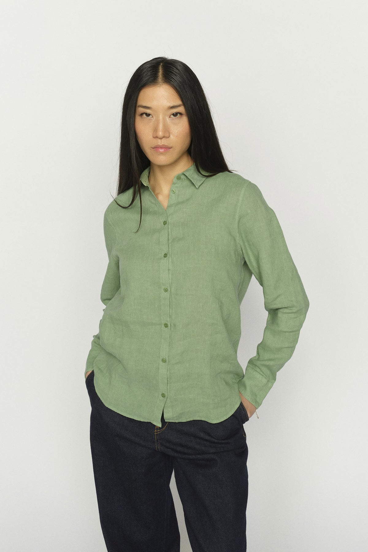 MMMartina Linneskjorta Turf Green - 178790