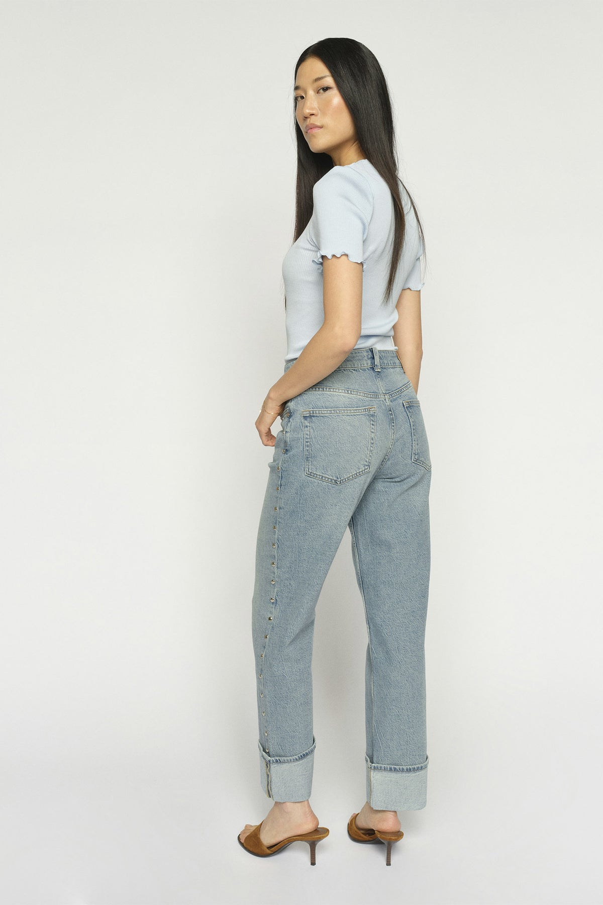 MMRachel Studs Jeans Ljusblå - 178430