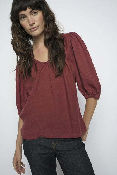 MMTaissa Linen Blouse Cowhide - 160160 Thumbnail