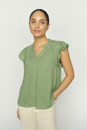 MMTea Linneskjorta Turf Green - 178100