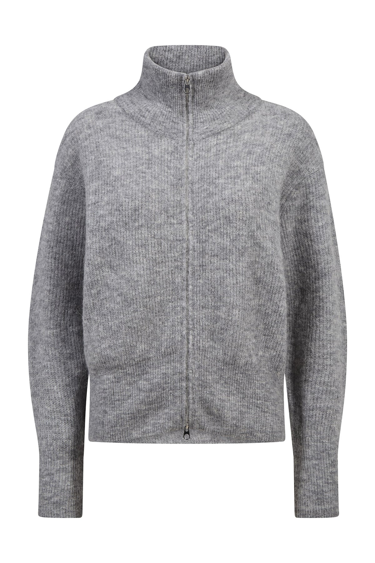 MMThora Knit Zip Cardigan Gråmelerad - 182770