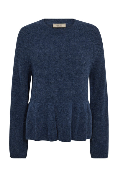 MMThora O-Neck Frill Knit Ensign Blue Thumbnail