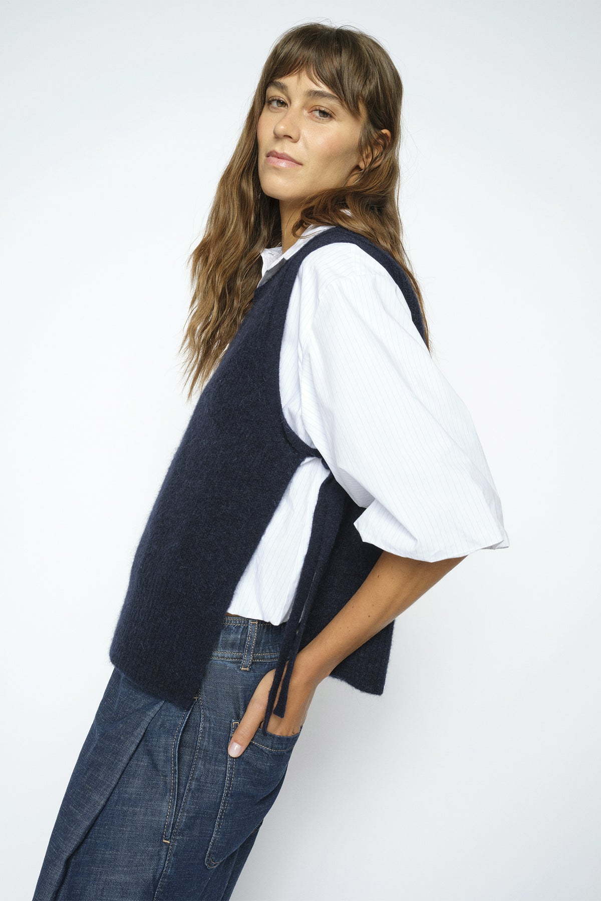 MMThora Tie Knit Vest Salute Navy - 182760
