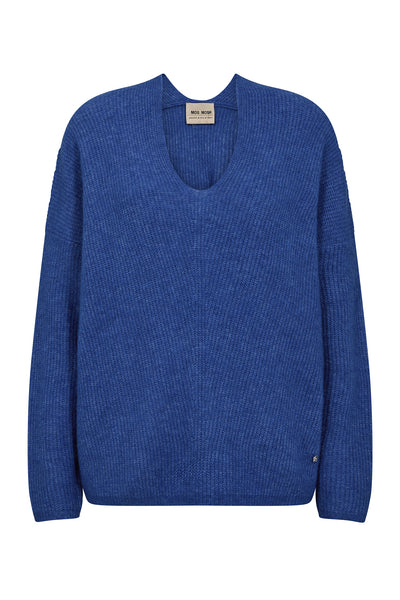 MMThora V-Neck Knit Blue Lolite - 153900 Thumbnail