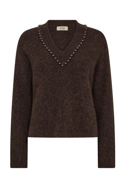 MMZora V-ringad pärlstickad tröja Bracken - 176320 Thumbnail
