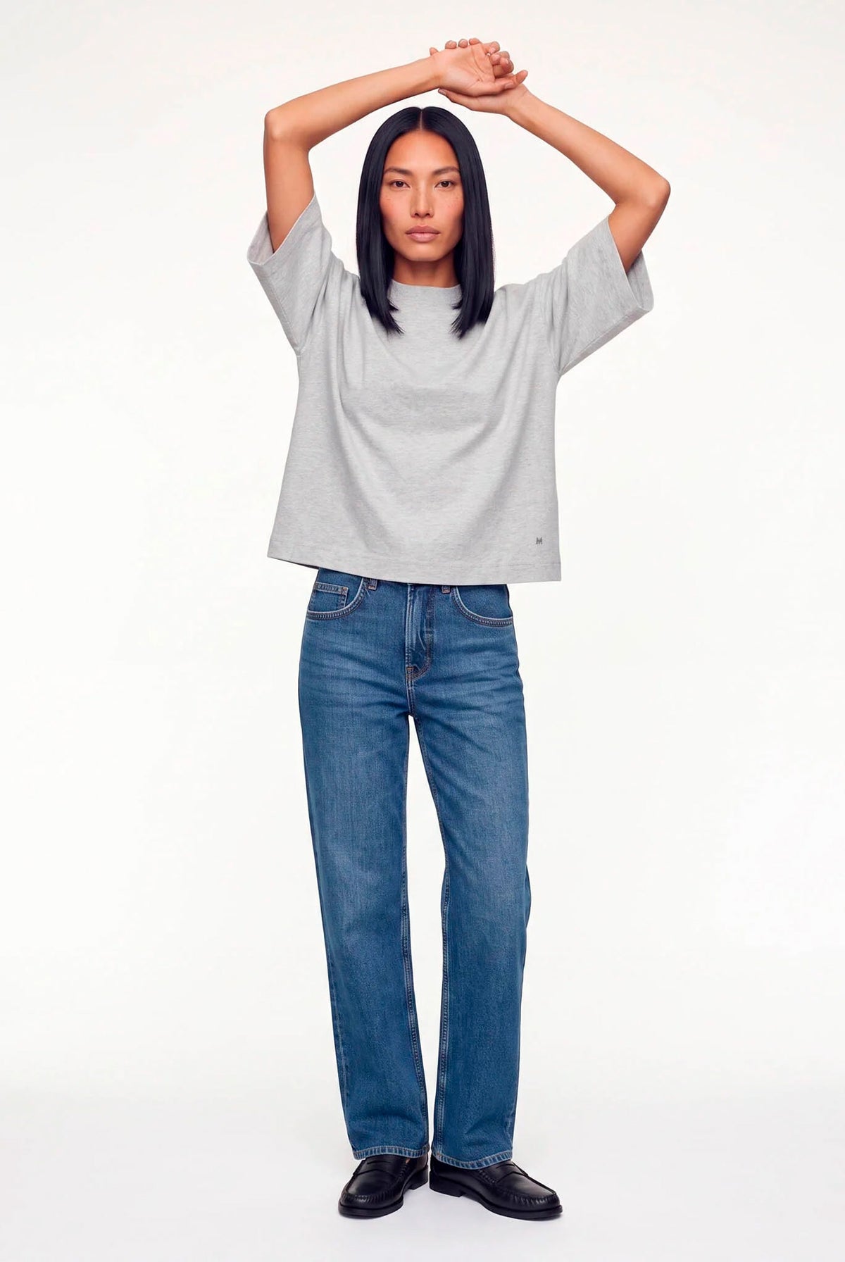 MMNatalie O-SS Boxy Tee Grey Melange - 183900