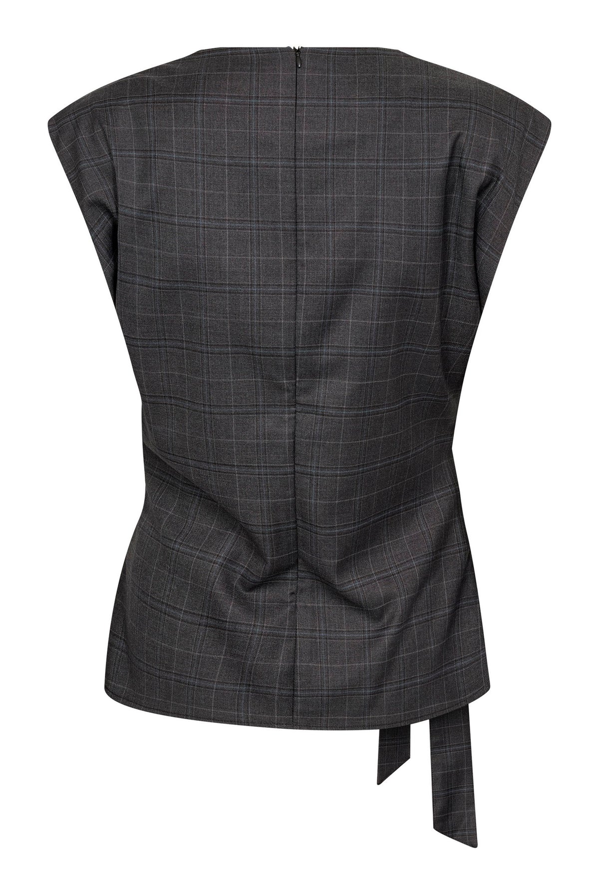 EloraCC Check Pleat Top 65002-Mörkgrå - 500306