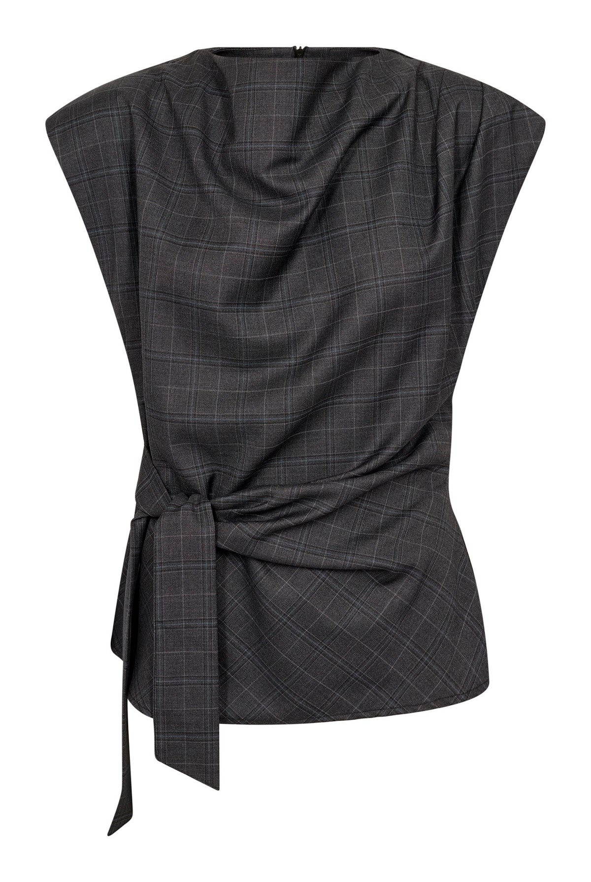 EloraCC Check Pleat Top 65002-Mörkgrå - 500306