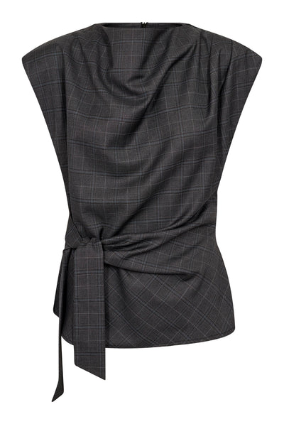 EloraCC Check Pleat Top 65002-Mörkgrå - 500306 Thumbnail
