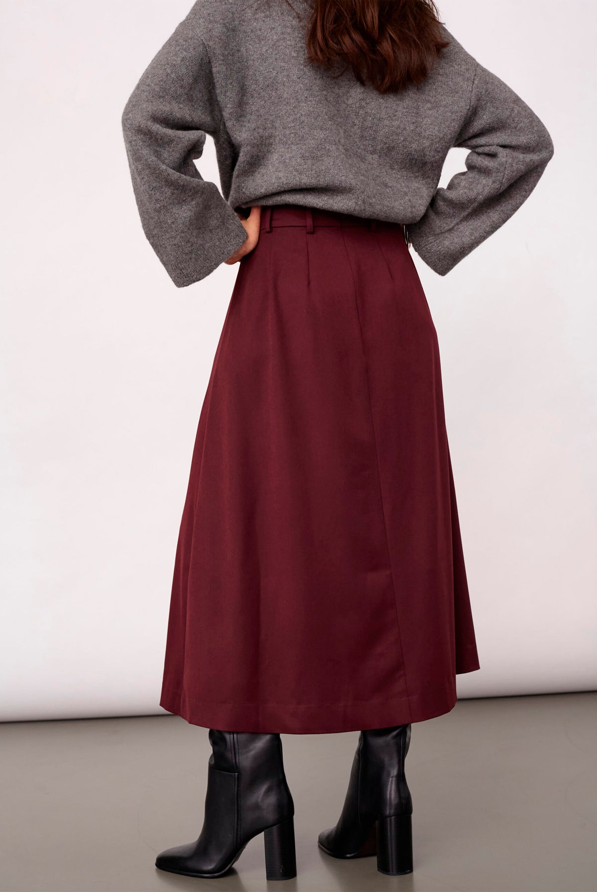 TerryCC Pleat Skirt 30005-Wine Red - 500363
