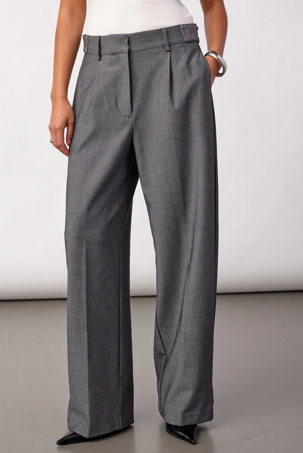 JackyCC Pleat Pant 65003-Mid Grey - 500293