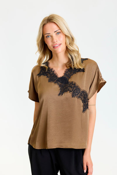 Faye blouse Brown - 17288 Thumbnail