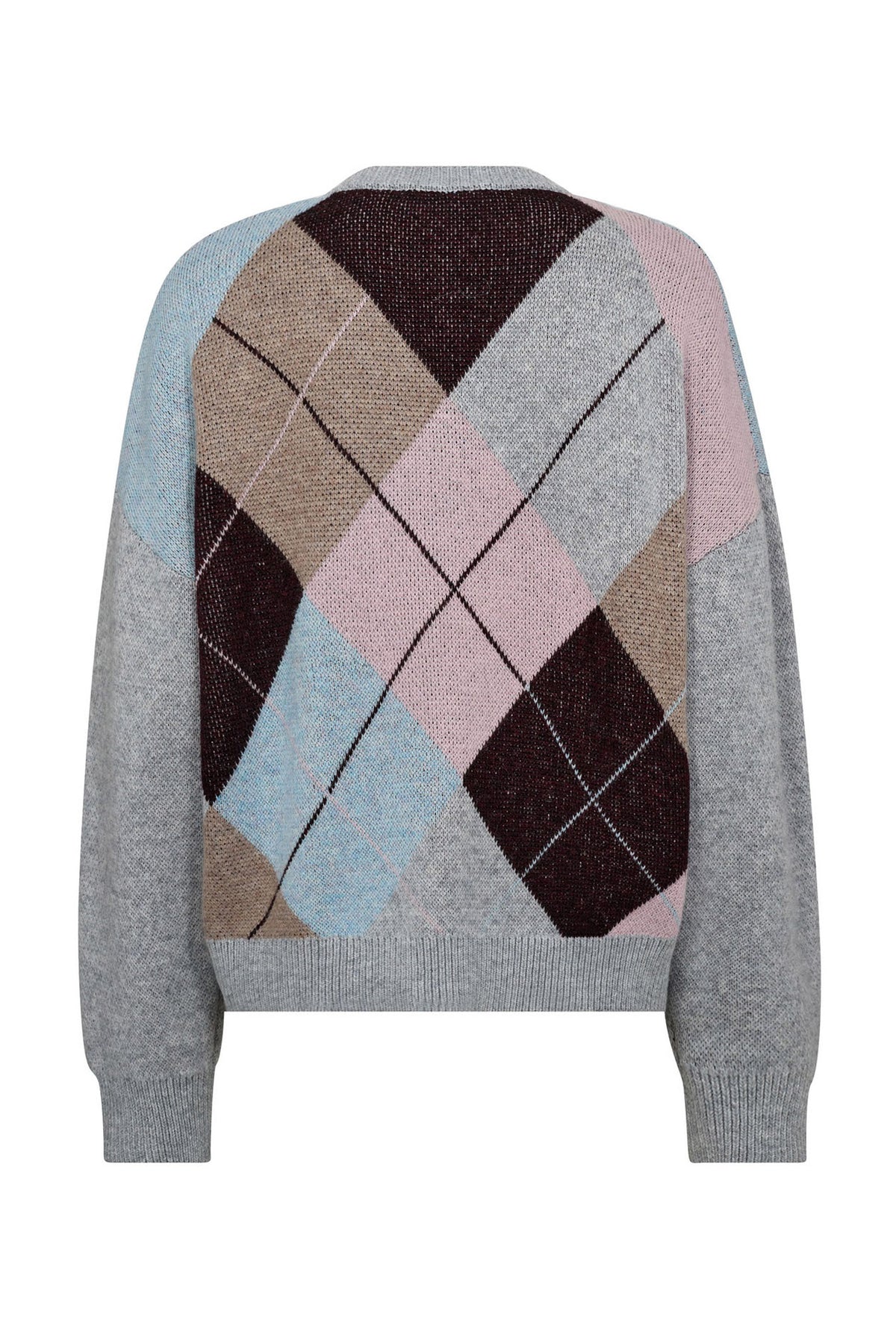 MajaCC Check V-Knit 139-Mid Grey - 32218