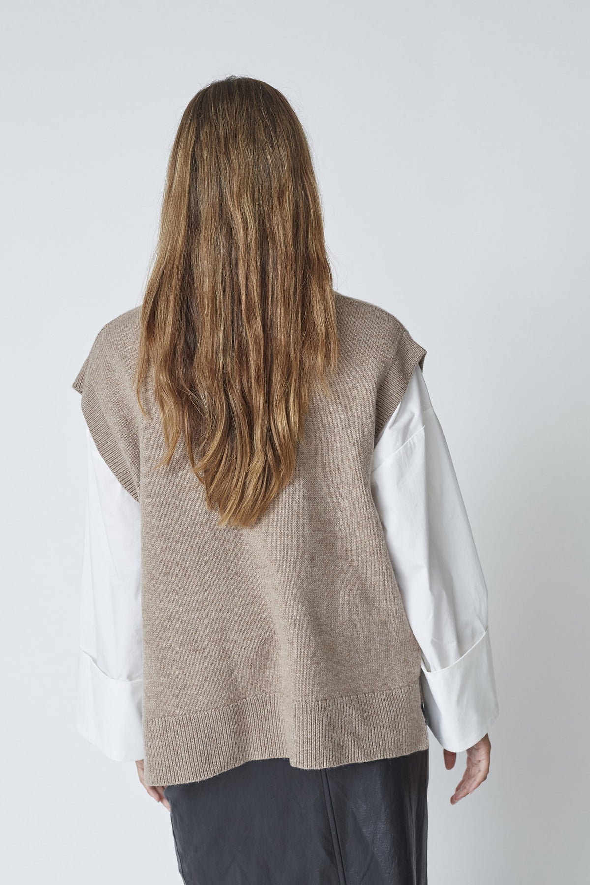 MajaCC V-Knit Vest 26-Latté - 32220