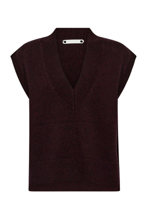 MajaCC V-Knit Vest 87-Winered - 32220