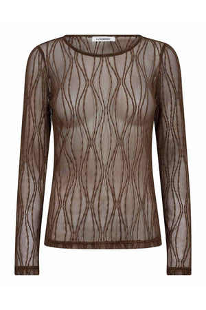 MarcyCC Mesh O-blouse 83-Mocca - 43043
