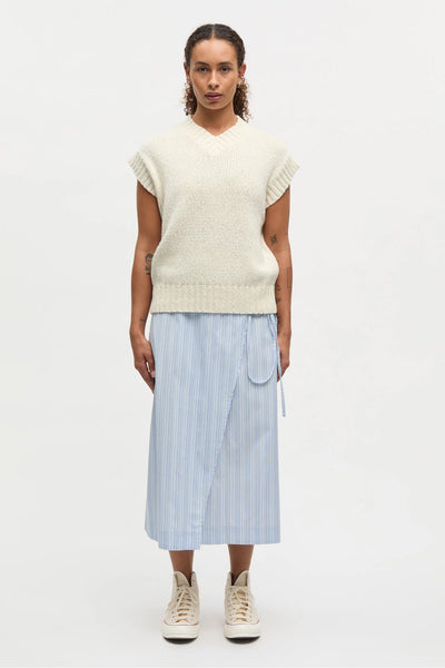 Mia Poplin Marty Wrap Skirt Pinstripe - 205694 Thumbnail