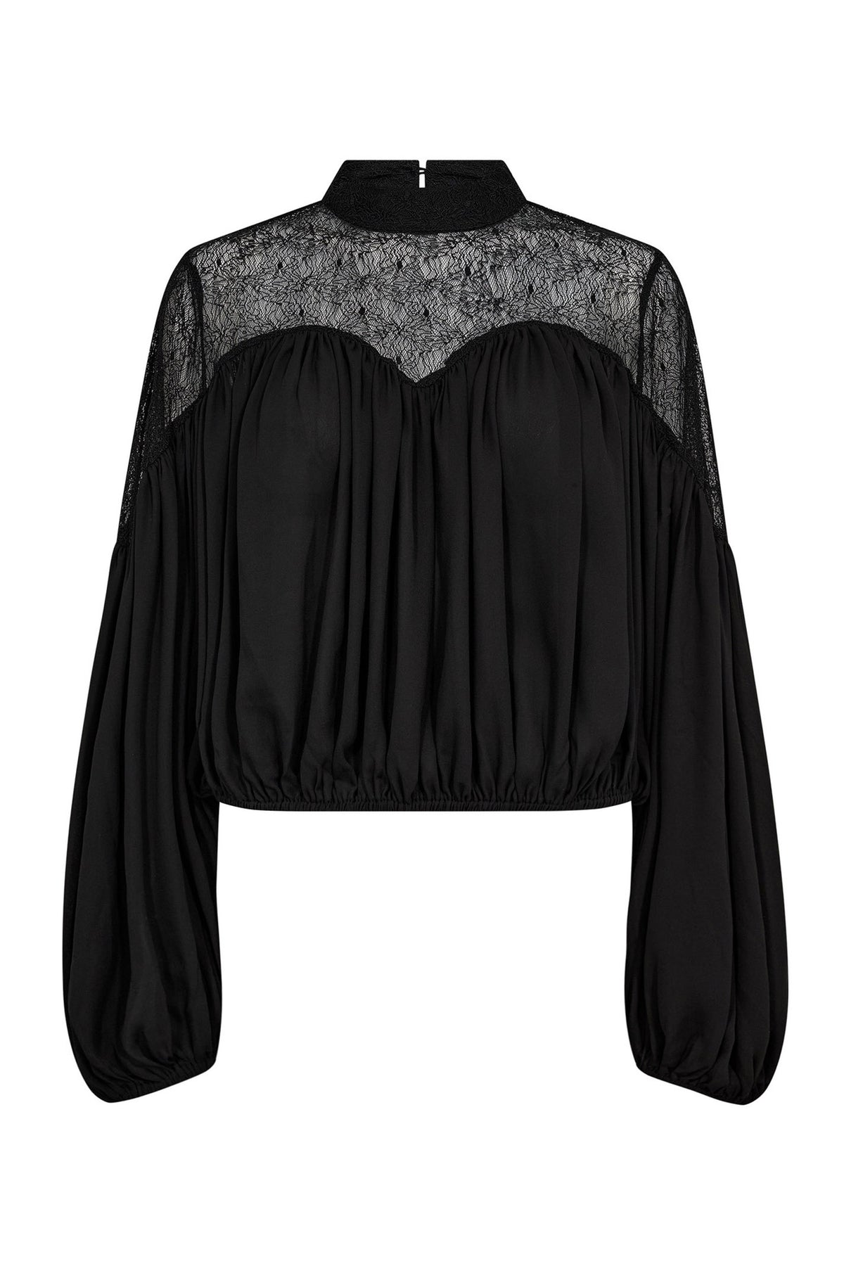 MingoCC Mix Lace Blouse 96-Black - 35986
