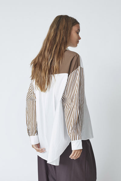 MioCC Stripe Shirt 145-Dark Brown - 45042 Thumbnail