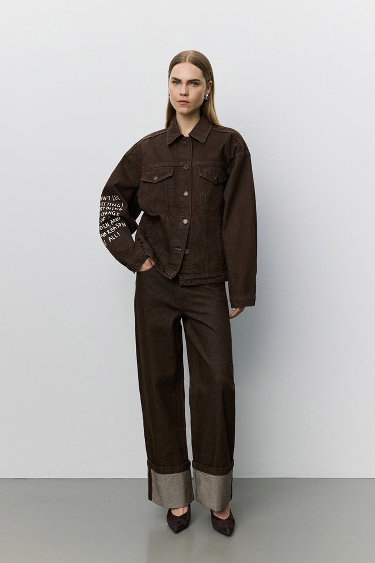 Mishasw Fold Up Jeans Mörkbrun - S263111